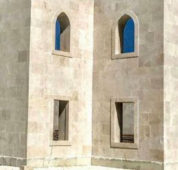 Modern Facade Designs with Light Mix Travertine